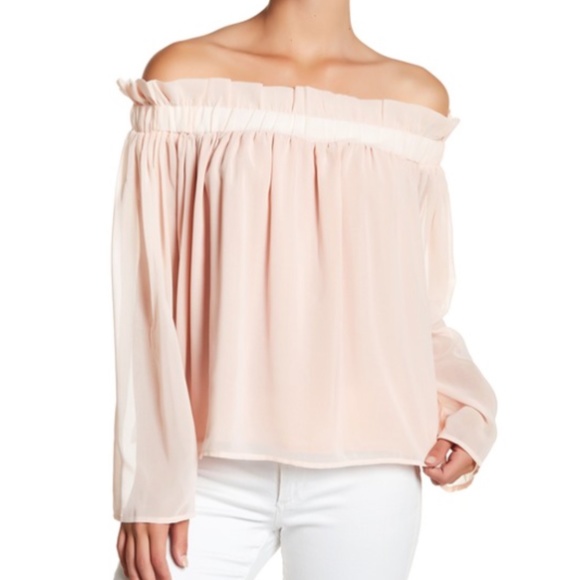 Lucca Couture Blush Off Shoulder Ruffle Top - Picture 1 of 7